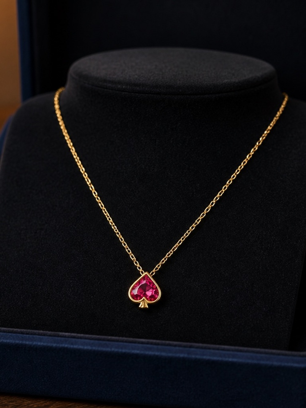 kate spade Gold Necklace with Fuchsia Spade Pendant